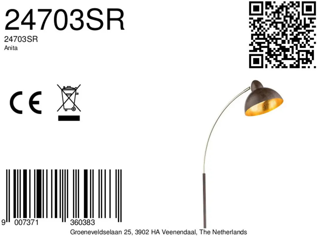 Globo Anita Vloerlamp E27 - Bruin Metaal