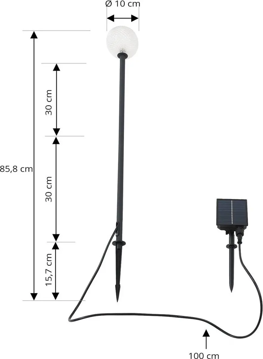 Lindby Sfeerverlichting Buiten 1 Licht - 0.24W - Zwart/Heldere Glas