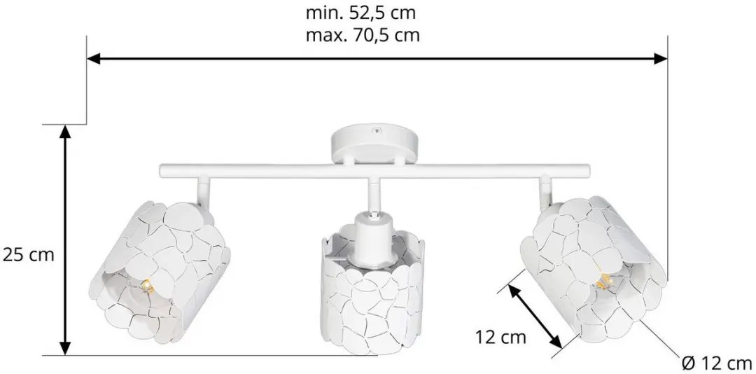 Lindby Plafondlamp 3-licht Metaal - 15cm - E27 - Wit