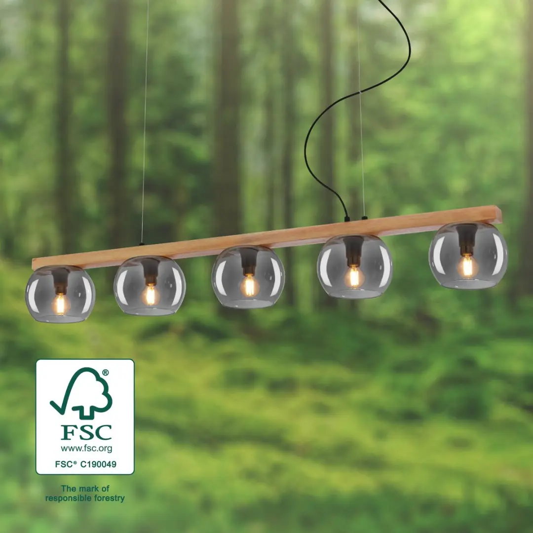 Briloner Hanglamp 4143054 - Rookglas - 3x E14 - 112x16x120cm
