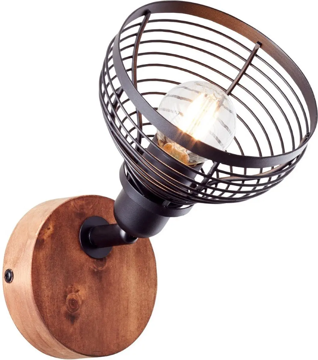Brilliant Avia Plafondspot E14 - 1x40W - Zwart/Hout