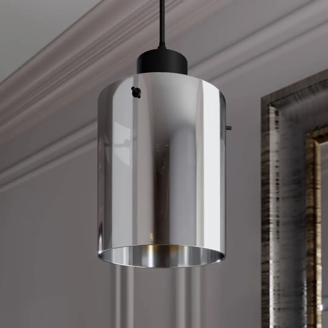 Lindby Hanglamp 1 Licht - Staal/Glas - E27 - Zwart/Rookgrijs
