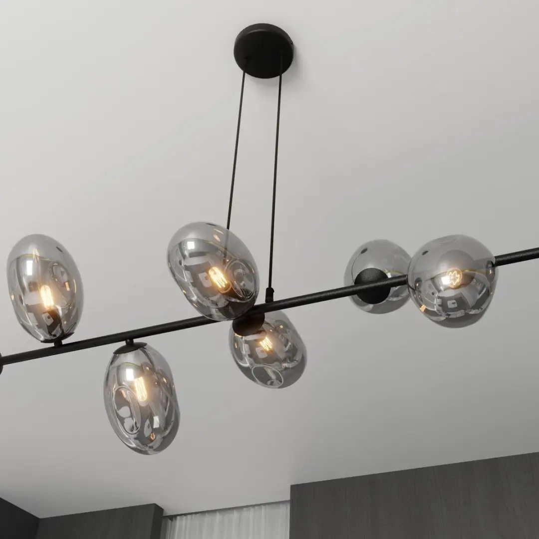 Euluna Hanglamp 8-Lichts Glas - Staal Zwart/Grafiet