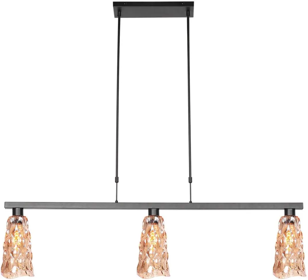 Steinhauer Vidrio 3832ZW Hanglamp - 3 Lichtpunten - Oranje/Zwart