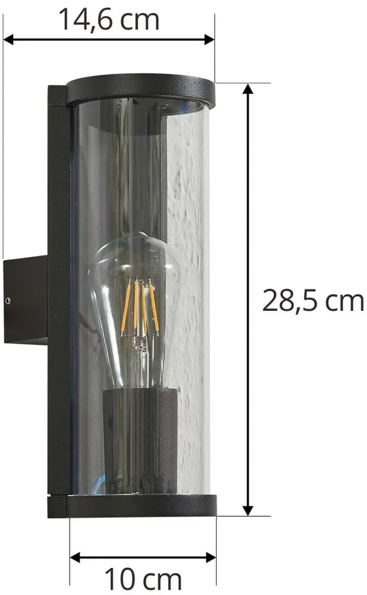 Lucande Wandlamp Buiten 1 Lichtpunt E27 - Gegoten Aluminium - Zwart/Rookgrijs