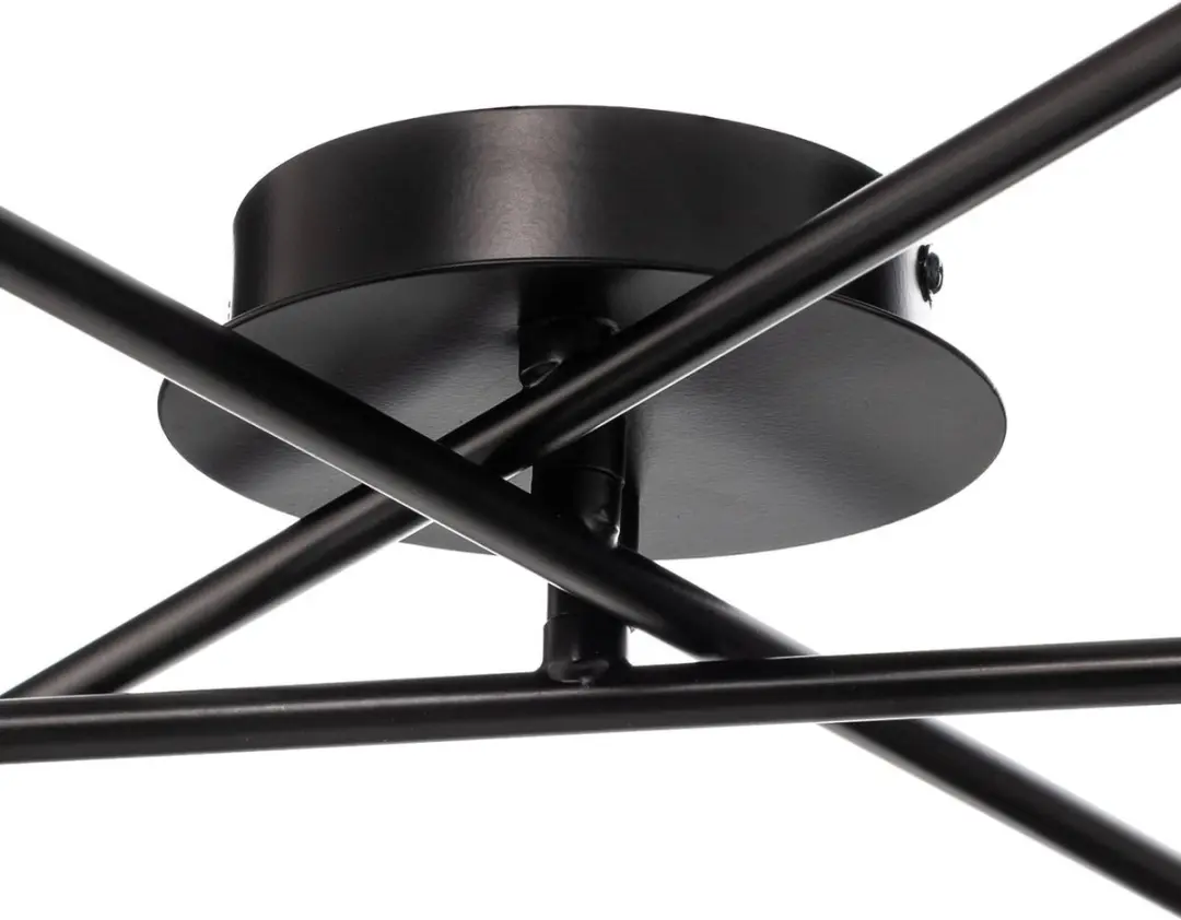 Lindby Plafondlamp 6-lichten - Staal/stof - E14 - Zwart/Goud/Nikkel