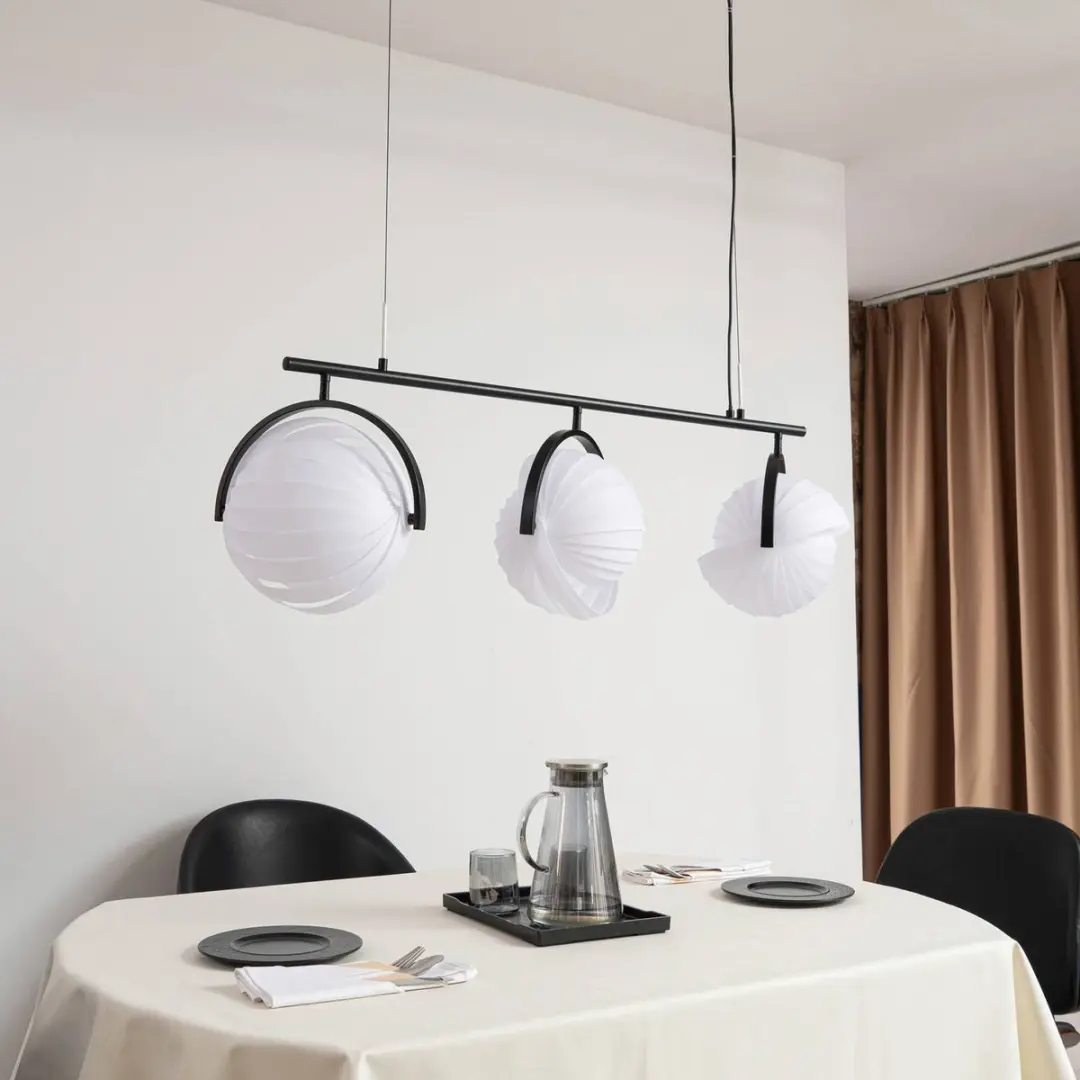 Lucande Hanglamp 3-lichts Polypropyleen - Ø36cm - Wit/Zwart
