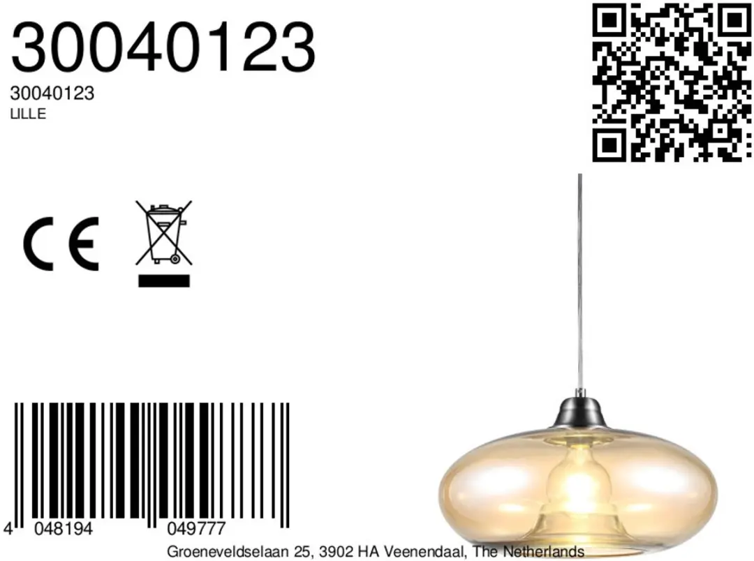 Globo Lille Hanglamp - Ø40cm - Amberkleurig - E27