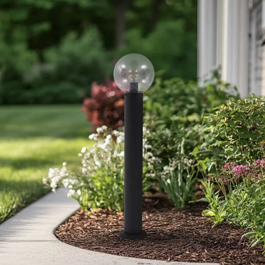 Lindby Tuinpadverlichting Glas Aluminium E27 - 20cm - Zwart