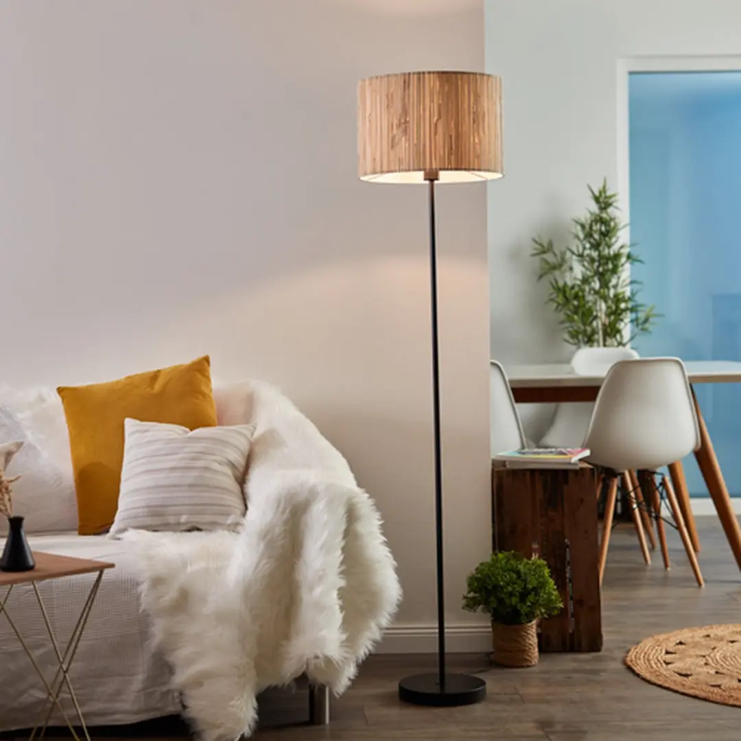 Brilliant Wimea Vloerlamp - Zwart/Nature