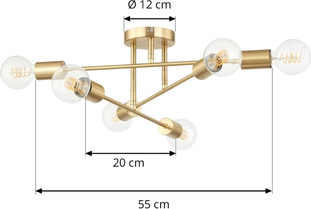 Lindby Plafondlamp 6x15W E27 - Goud