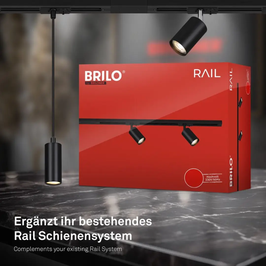 Briloner Railverlichting Opbouwspot 13.8cm - 1 Spot - Zwart