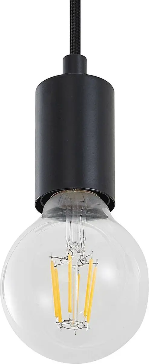 Lindby Hanglamp Eucalyptushout 4-Lichts - Mat Zwart