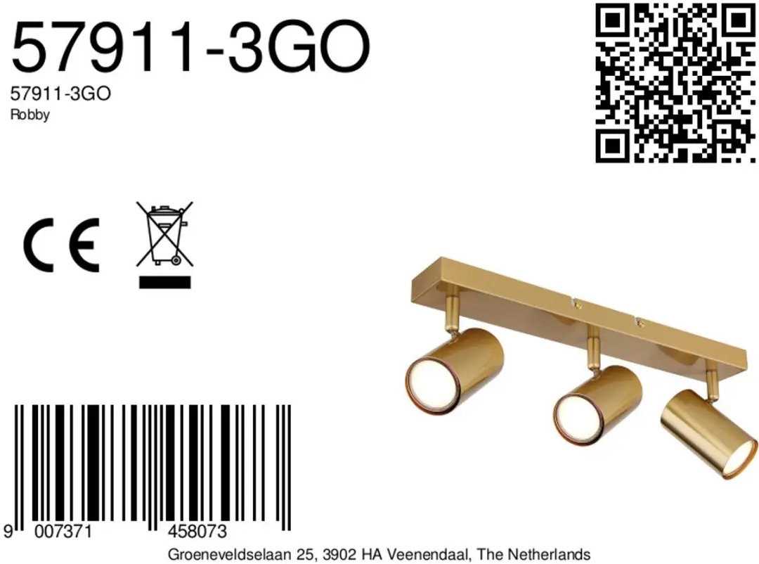 Globo Robby Opbouwspots GU10 - 3-delig - Goud