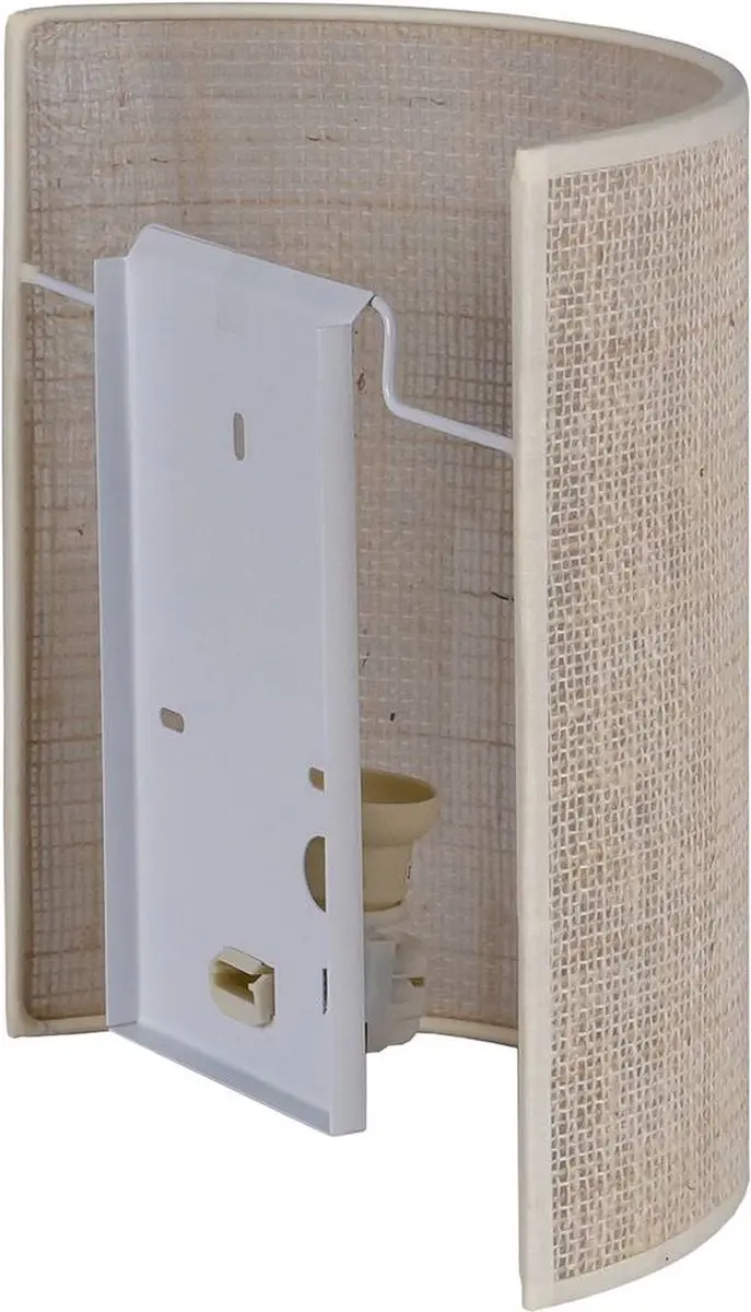 Euluna Wandlamp Jute Textiel 24cm E27 - Wit/Ecru