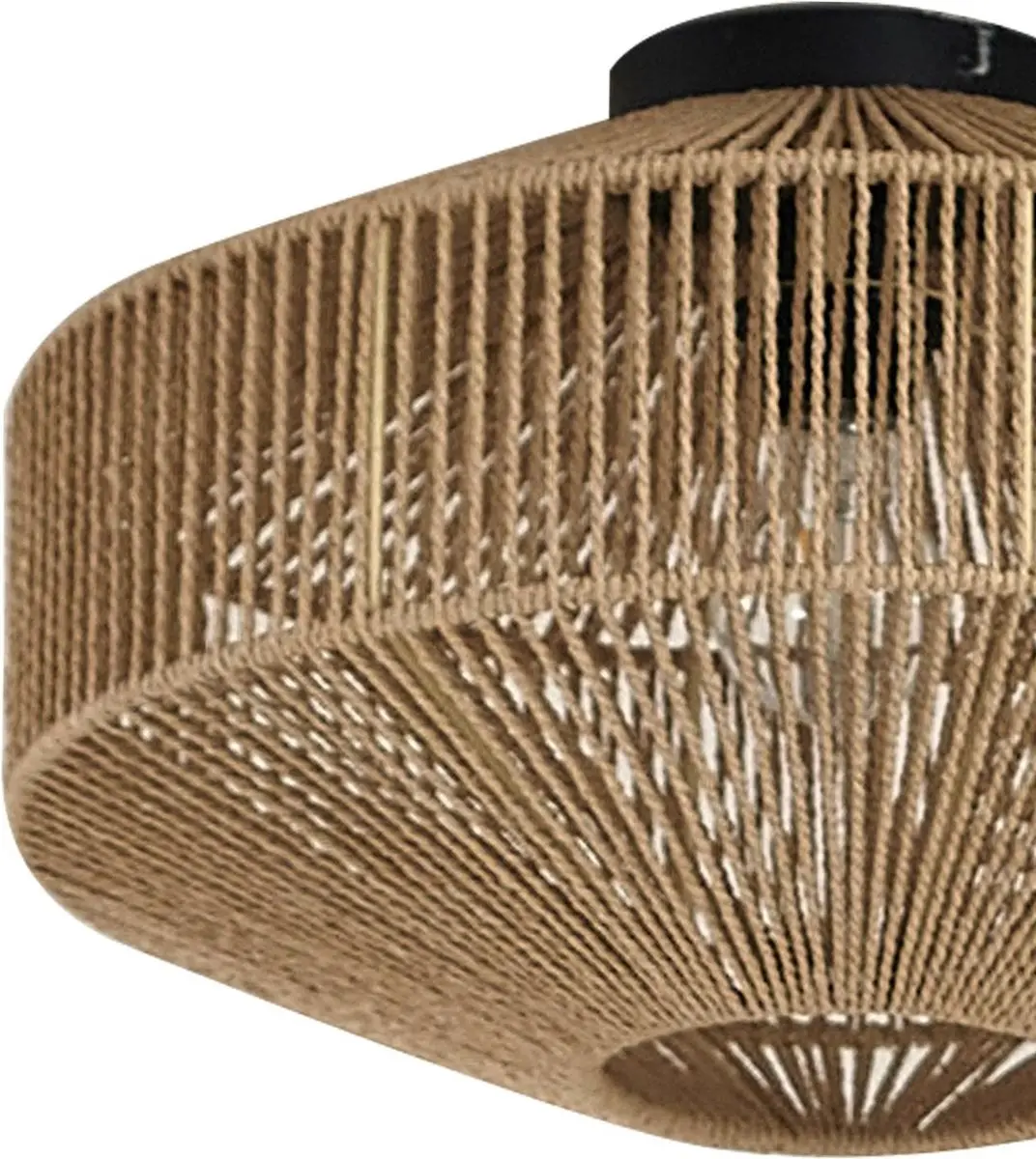 Lindby Plafondlamp IJzer Papier 40cm - Hout/Zwart