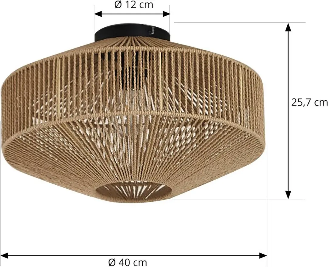 Lindby Plafondlamp IJzer Papier 40cm - Hout/Zwart