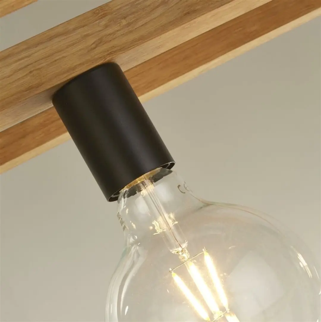 Searchlight Square Hanglamp - 1 Lichtpunt - Zwart/Hout