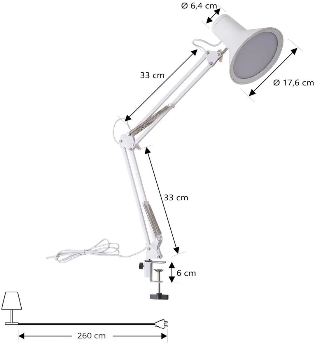 Lindby Klemlamp Metaal Kunststof 70cm