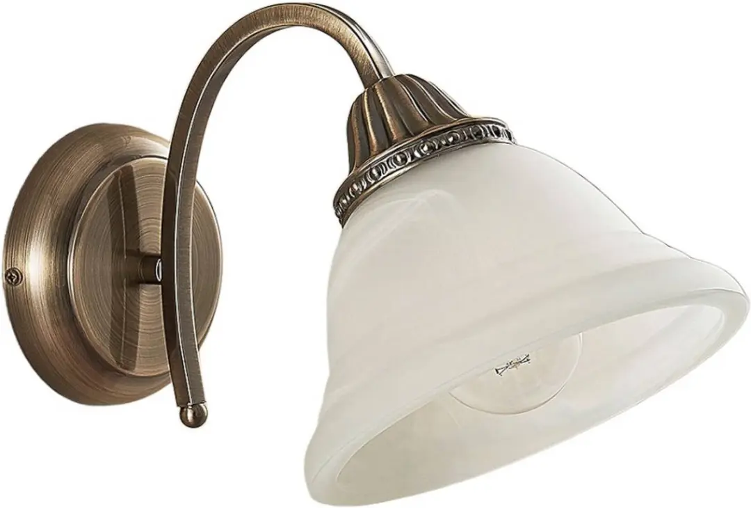 Lindby Wandlamp 1 Licht E27 - Wit Albast & Antiek Messing