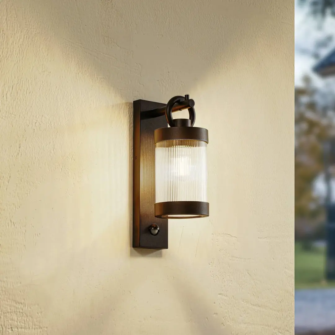 Lindby Wandlamp Buiten 1 Licht E27 - Zwart/Transparant