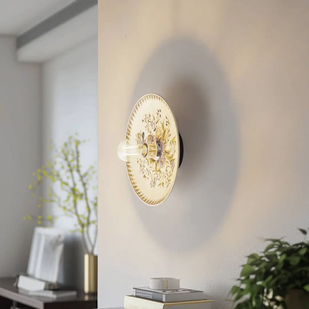 Lucande Wandlamp Keramiek Metaal 1 Licht - 30.5cm - E27 - Wit Roze