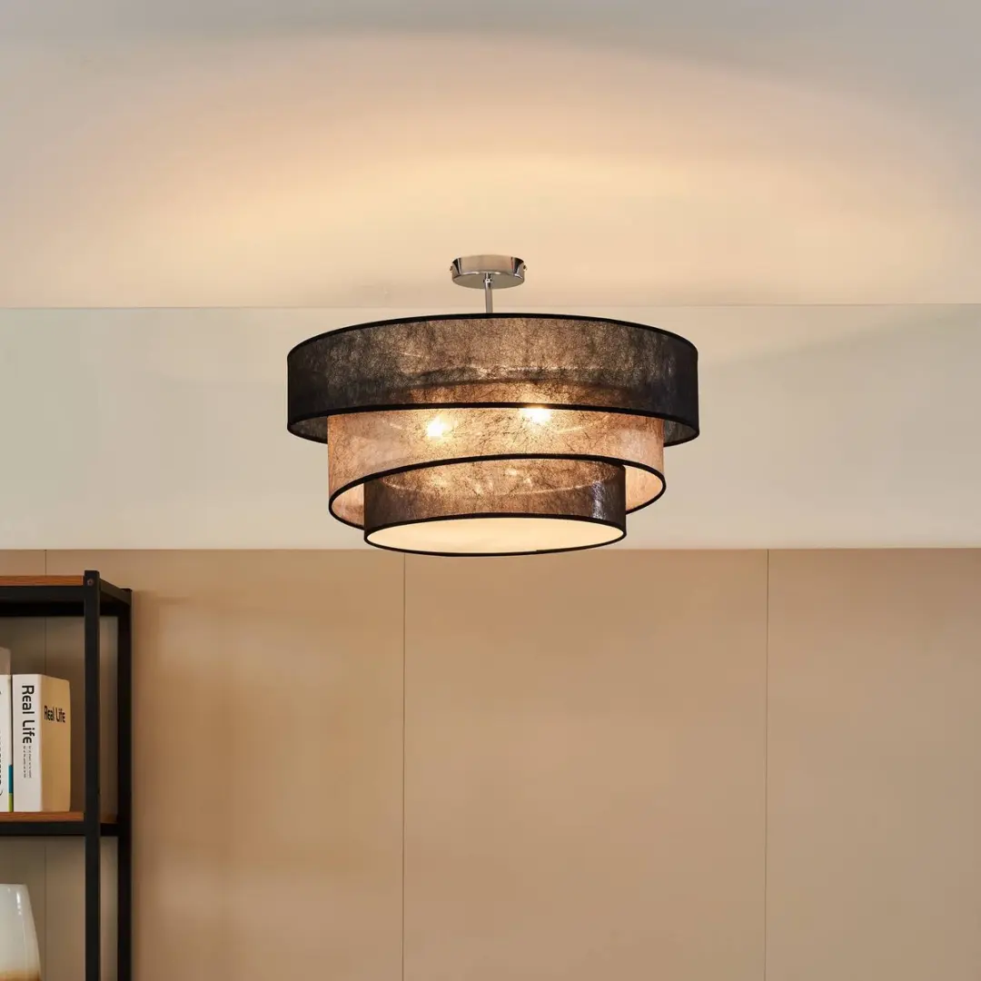 Lindby Plafondlamp 3-Lichts Ø56cm - Chroom/Zwart/Goud