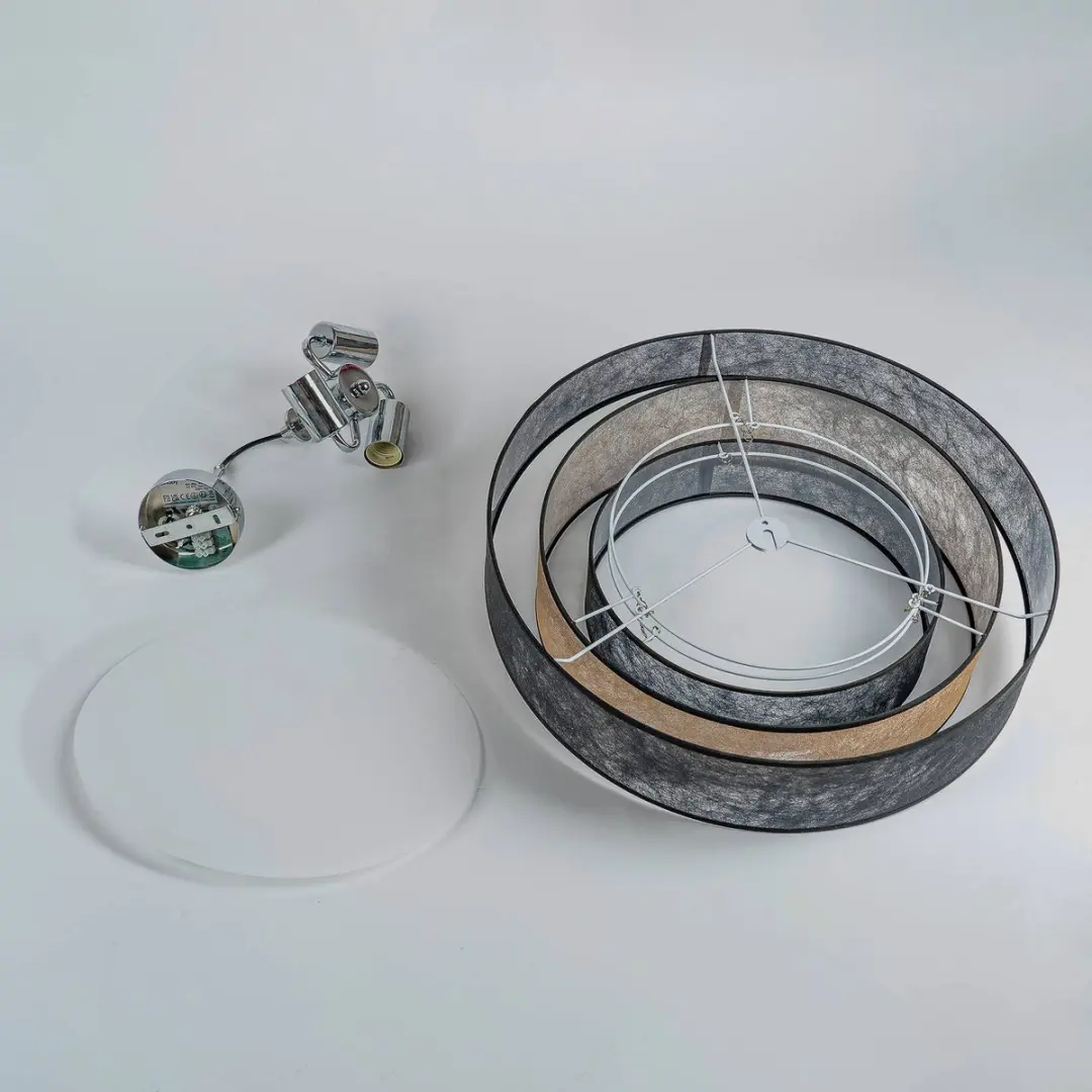Lindby Plafondlamp 3-Lichts Ø56cm - Chroom/Zwart/Goud