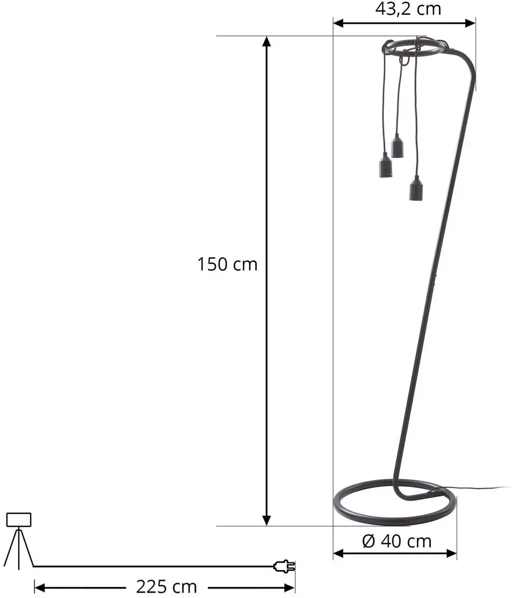 Lindby Vloerlamp 1 Lichtpunt E27 - 15W - Zwart