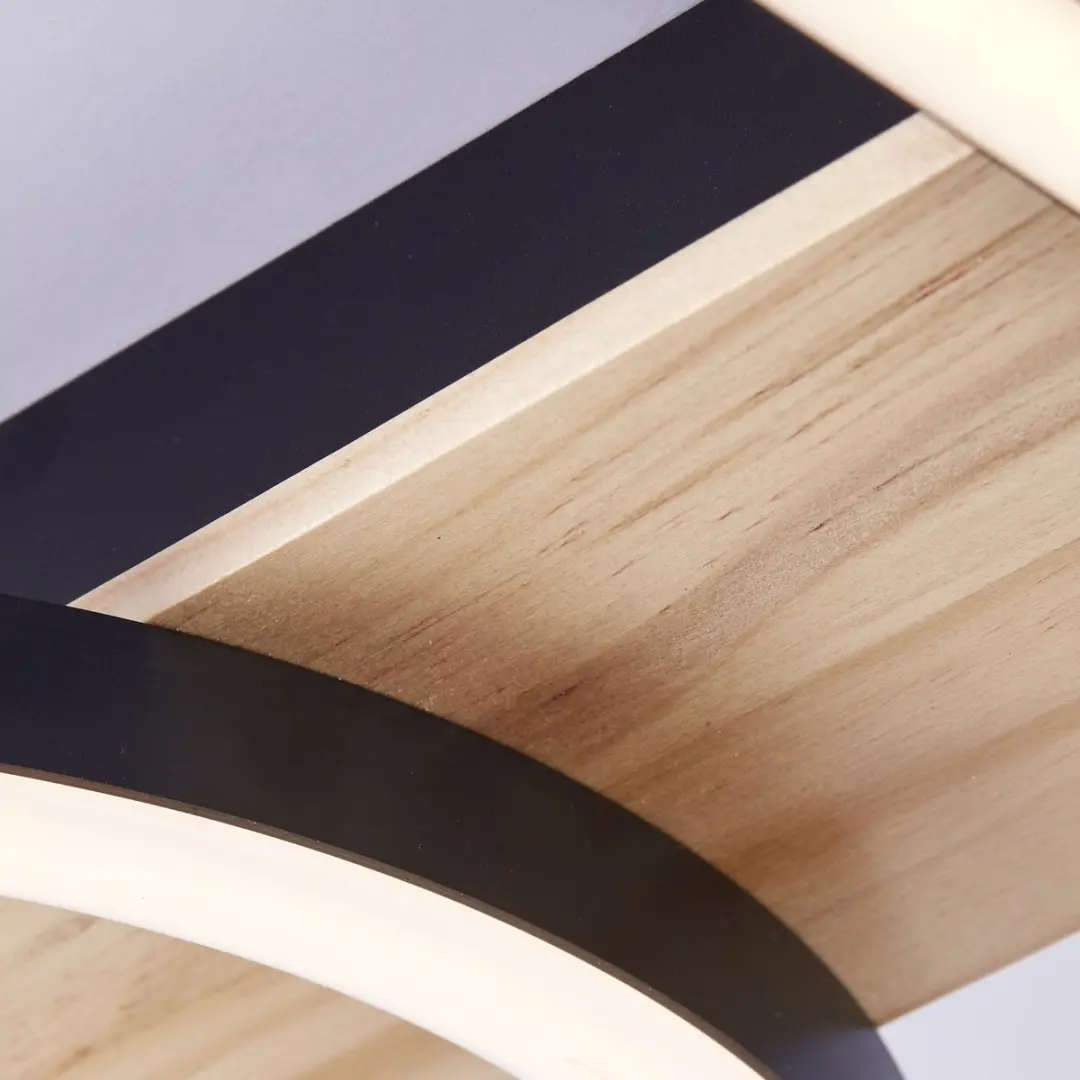 Brilliant Maureen LED Plafondlamp 24W - Zwart/Hout