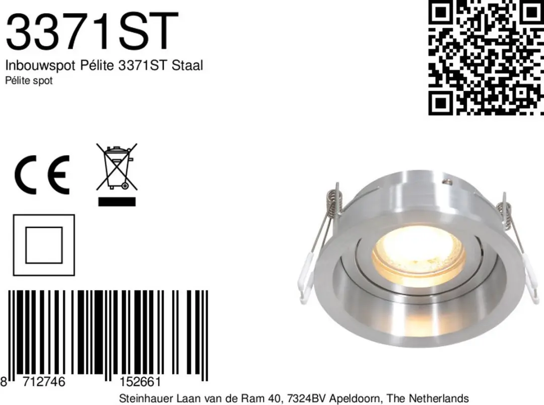Steinhauer Pélite 3371ST Inbouwspot - Ø10cm - Zilver - afbeelding 6 van 6
