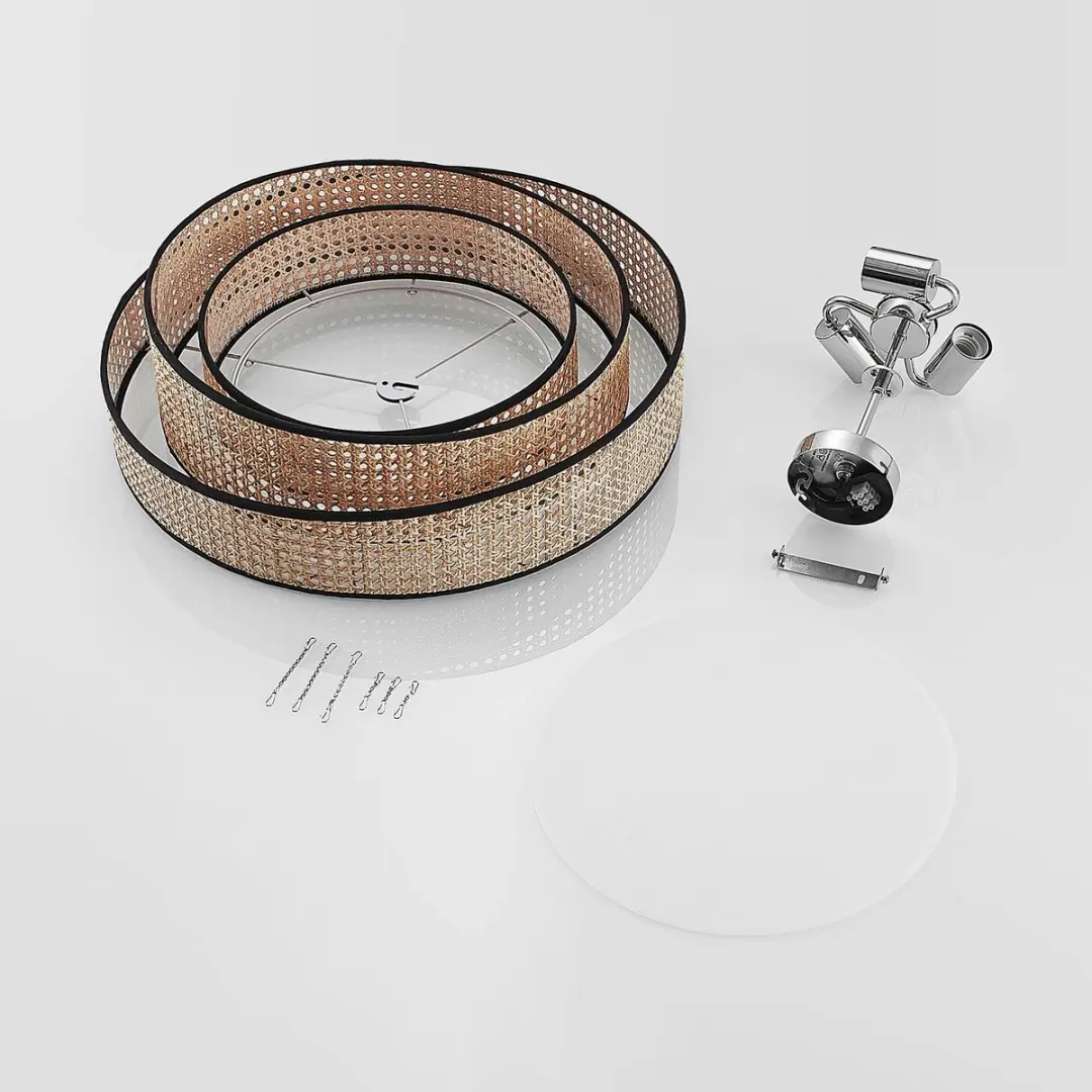 Lucande Plafondlamp 3-lichts - Ø56cm - Licht hout/chroom