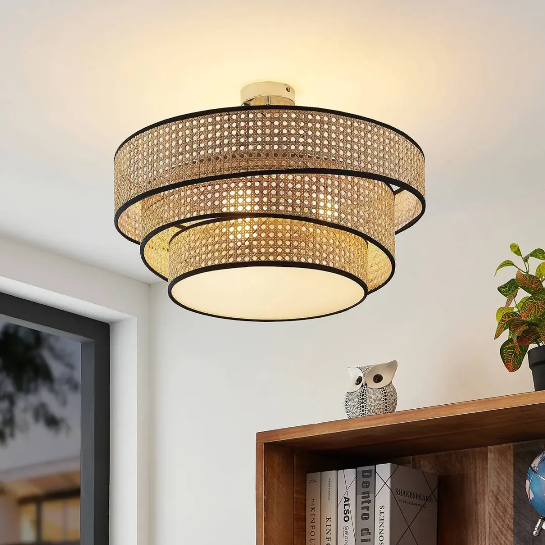 Lucande Plafondlamp 3-lichts - Ø56cm - Licht hout/chroom - afbeelding 6 van 6