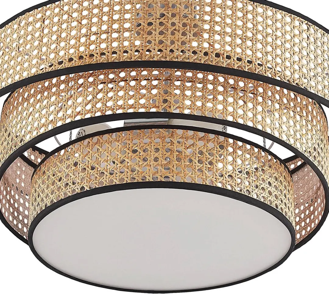 Lucande Plafondlamp 3-lichts - Ø56cm - Licht hout/chroom