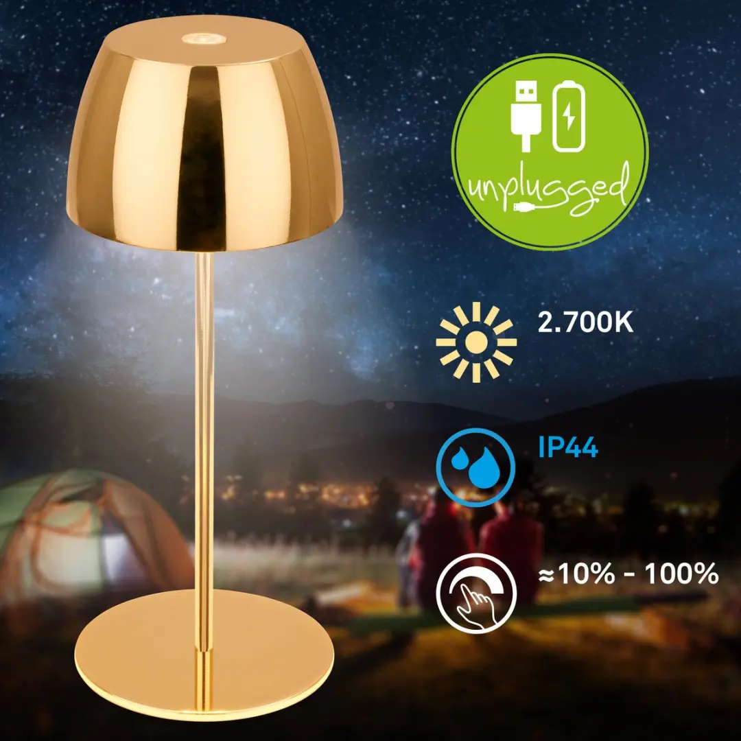 Briloner Serina Mini 7503017 LED Tafellamp - Dimbaar - Goud