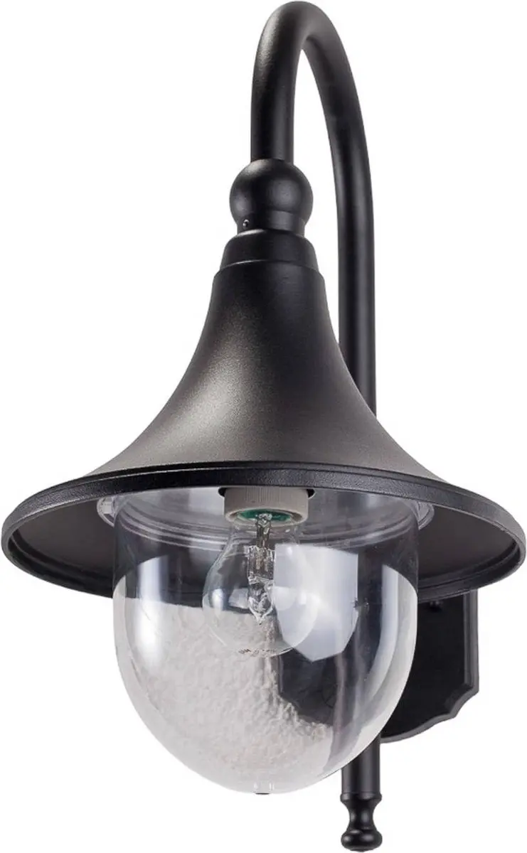 Lindby Wandlamp Buiten 1 Licht E27 - Zwart/Heldere Glas