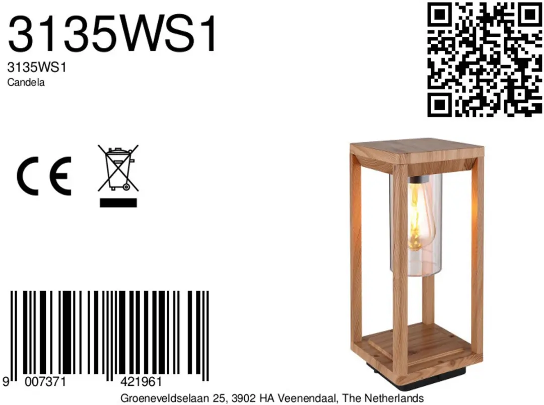 Globo Candela Vloerlamp - Naturel - 1 Lichtpunt