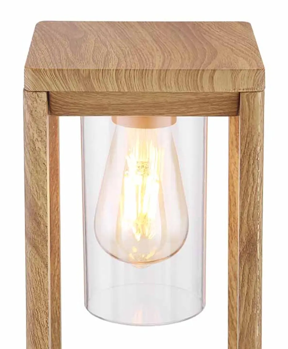 Globo Candela – Sokkellamp E27 – Houtlook – 35 cm - afbeelding 6 van 6