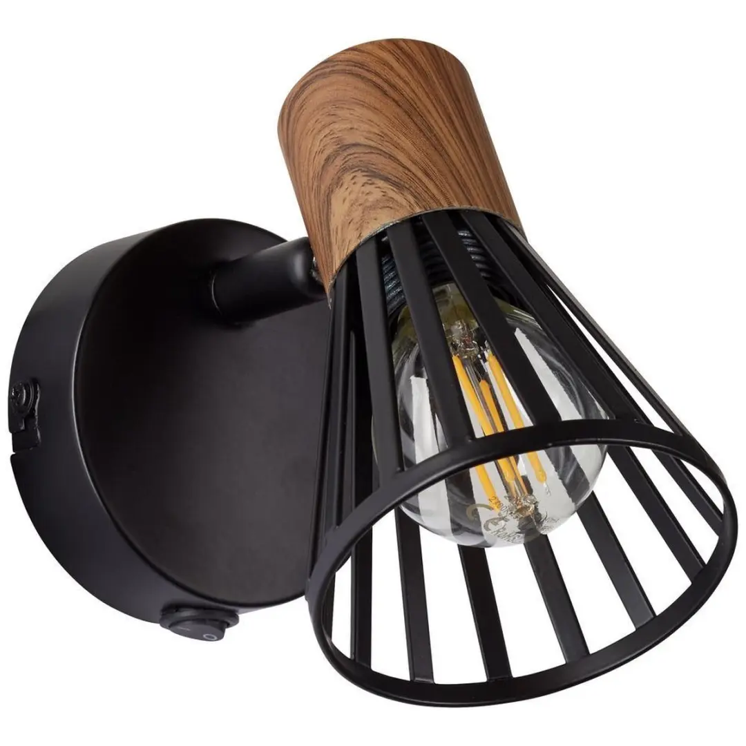 Brilliant MANAMA Wandlamp - 8,3 cm - Zwart/Bruin
