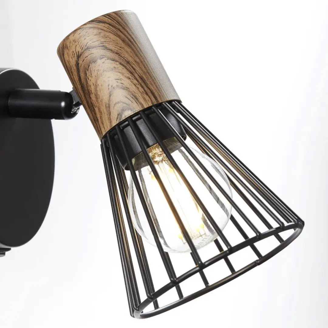 Brilliant MANAMA Wandlamp - 8,3 cm - Zwart/Bruin - afbeelding 6 van 6