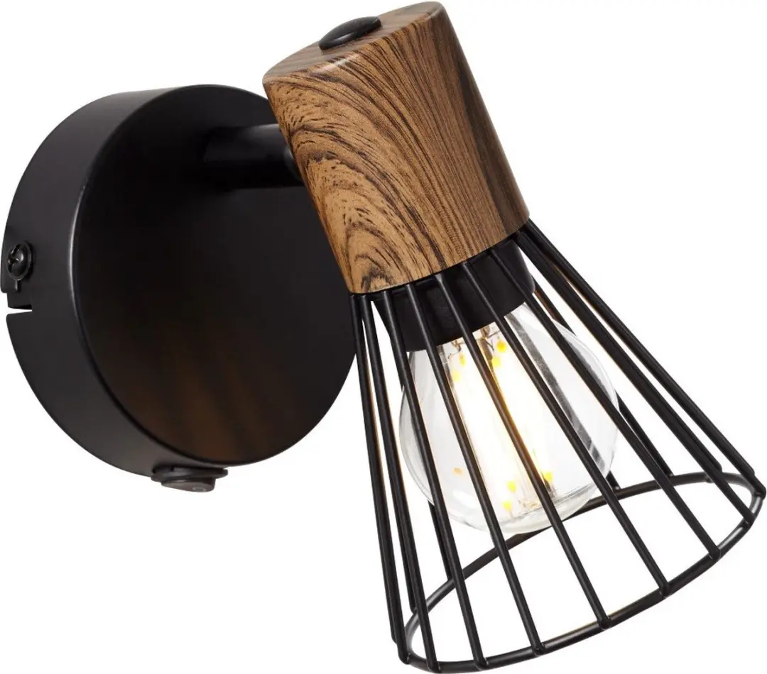 Brilliant MANAMA Wandlamp - 8,3 cm - Zwart/Bruin