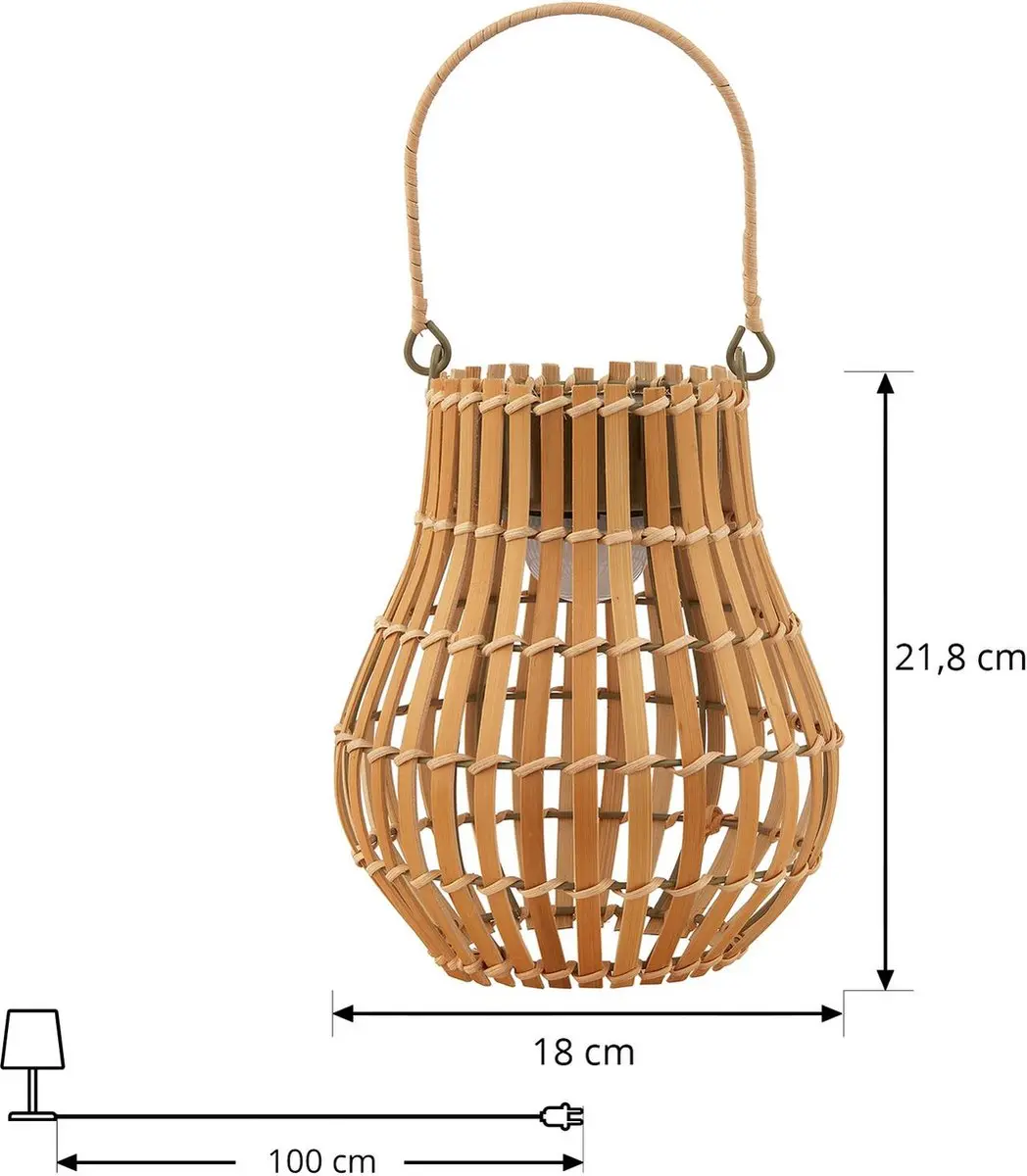 Lindby Solar Buitenverlichting Bamboe - 1 Lichtpunt - Ø18cm