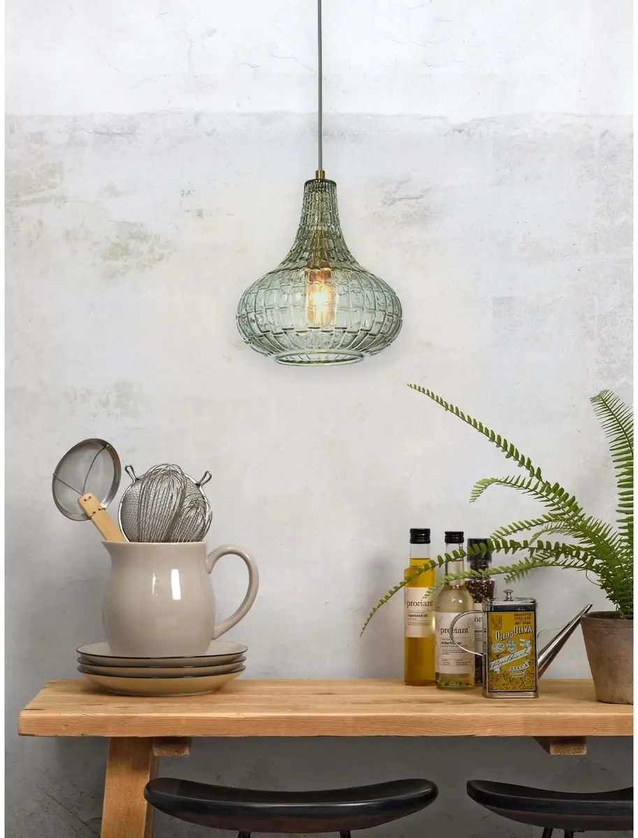 it's about RoMi Venice Hanglamp - Groen - 24x24x28cm