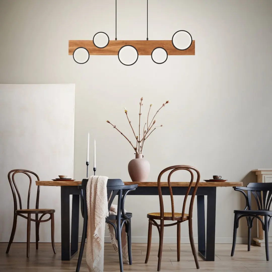 Brilliant Cheesy LED Hanglamp 34W - Mat zwart/hout