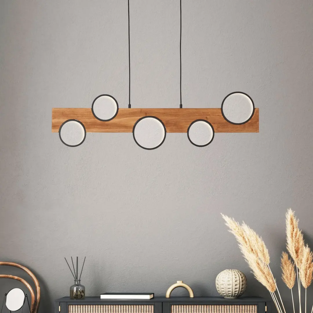 Brilliant Cheesy LED Hanglamp 34W - Mat zwart/hout