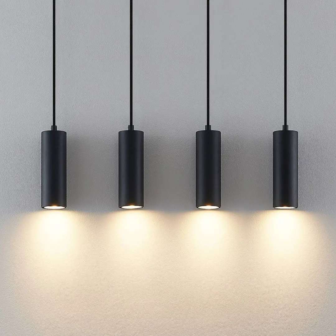 Lindby Hanglamp 4-lichts GU10 - 8W - Licht hout/zwart