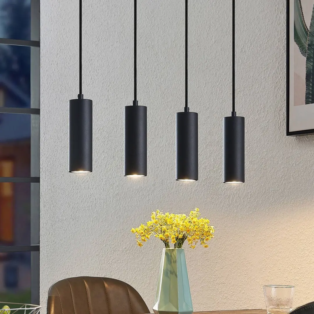 Lindby Hanglamp 4-lichts GU10 - 8W - Licht hout/zwart