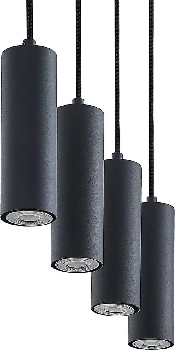 Lindby Hanglamp 4-lichts GU10 - 8W - Licht hout/zwart