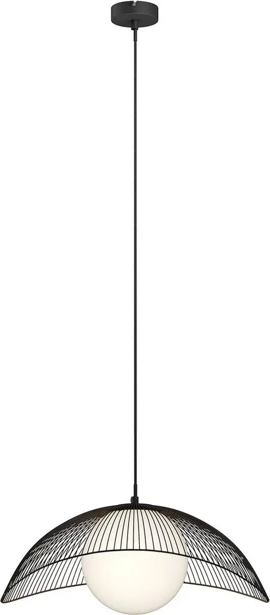 Lindby Hanglamp 1 Licht - Staal/Glas - E27 - Zwart/Wit