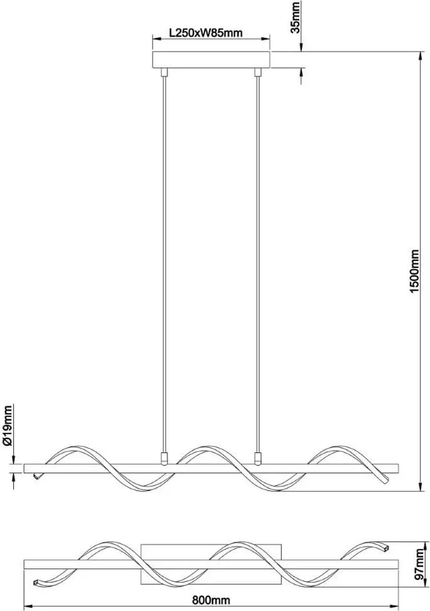 Brilliant Eunice LED Hanglamp 22W - Zwart mat